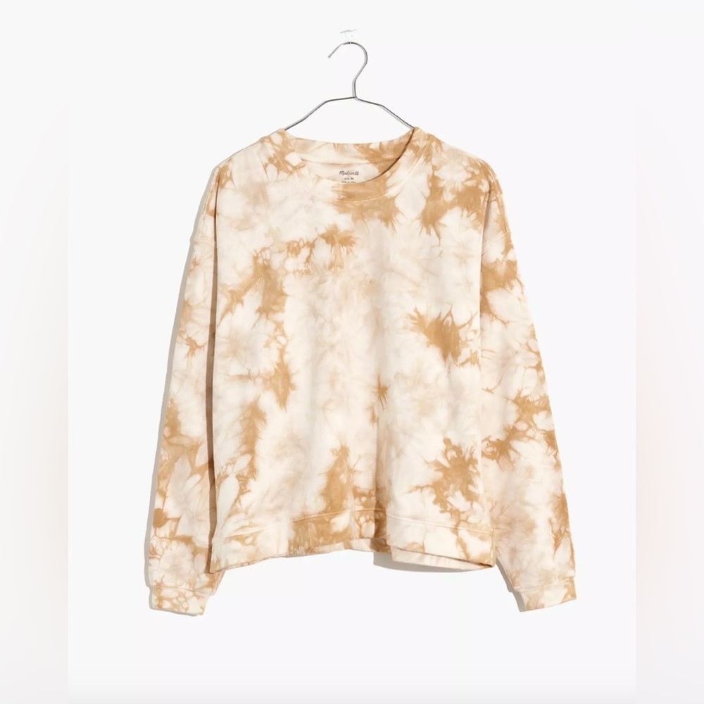 Madewell Caramel Tie Dyed Cropped Crewneck Sweatshirt